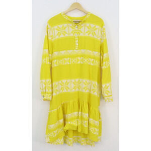 Harris Cotton Womans XL Linen Sleeveless Tired Midi Dress Embroidered Greece